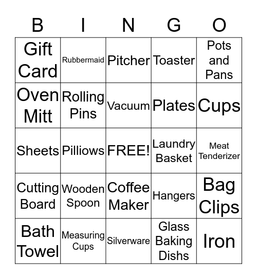 Bride Bingo Card