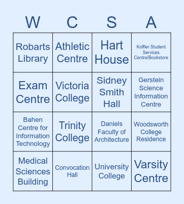 Bingo! Campus Exploration Race Bingo Card