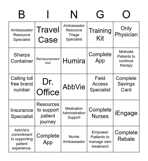 Complete Program Check In Bingo Card