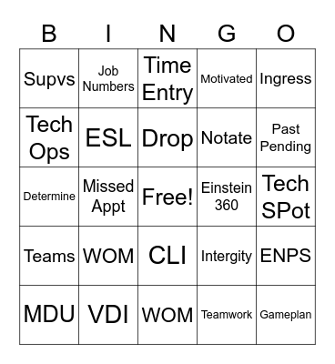 WOM  Bingo Card