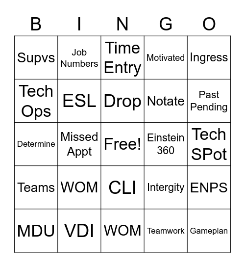 WOM  Bingo Card