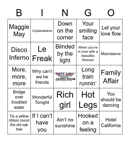 Jukebox Bingo 101121 70s Bingo Card