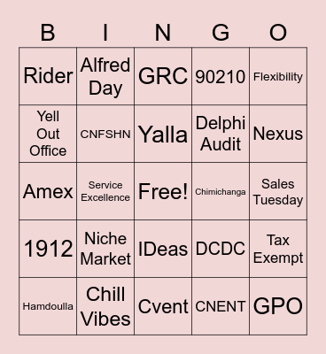 BINGO- Sales Edition Bingo Card