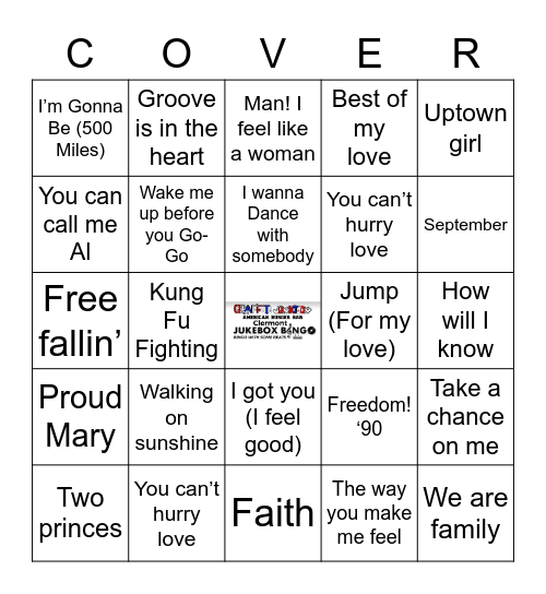 JukeBox Bingo 101121 Sing COVERALL Bingo Card