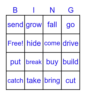 IRREGULAR VERBS Bingo Card