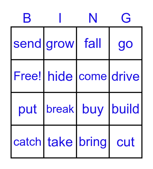 IRREGULAR VERBS Bingo Card