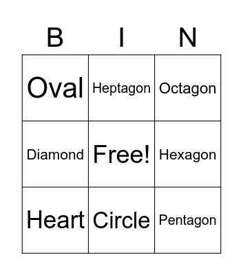 Shape Bingo Card