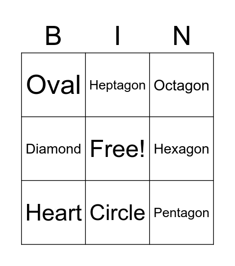 Shape Bingo Card