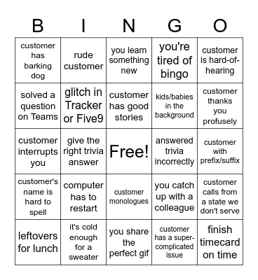 CS Bingo! Bingo Card