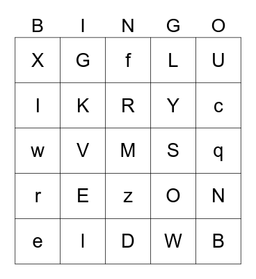 Alphabet Bingo Card