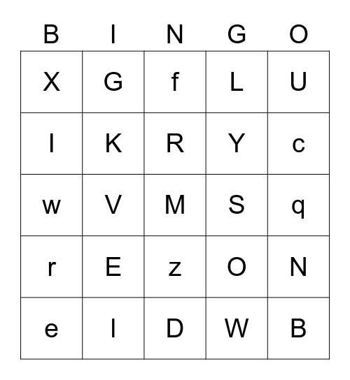 Alphabet Bingo Card