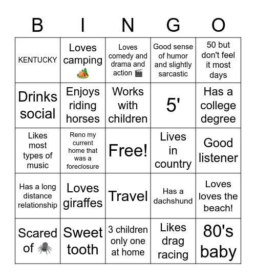 What do we have in common with Tanya Bingo Card