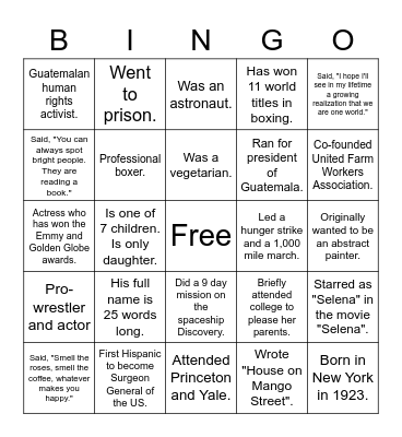 Biografías Bingo Card