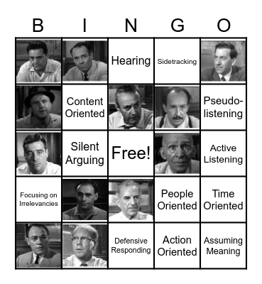 12 Attentive Men Bingo Card