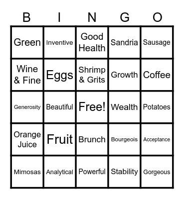 Birthday Brunch Bingo Card