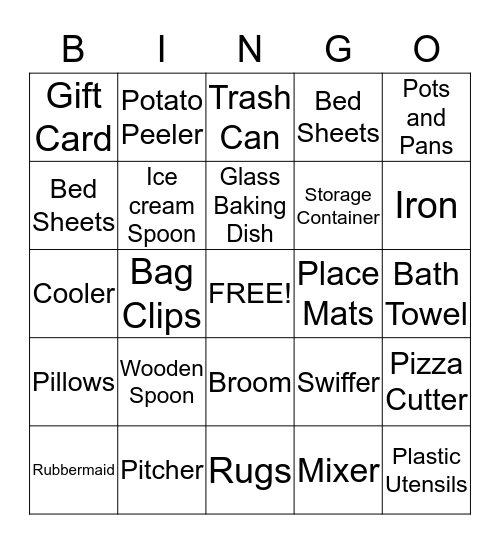 Bride Bingo Card