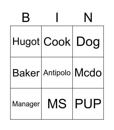 Ms Mira Bingo Card