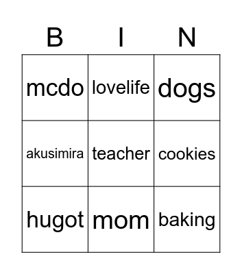 Ms Mira Bingo Card