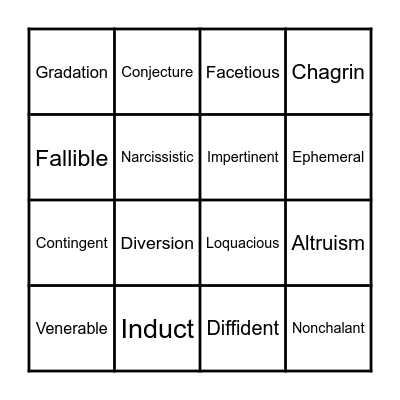 October Vocab Bingo Card