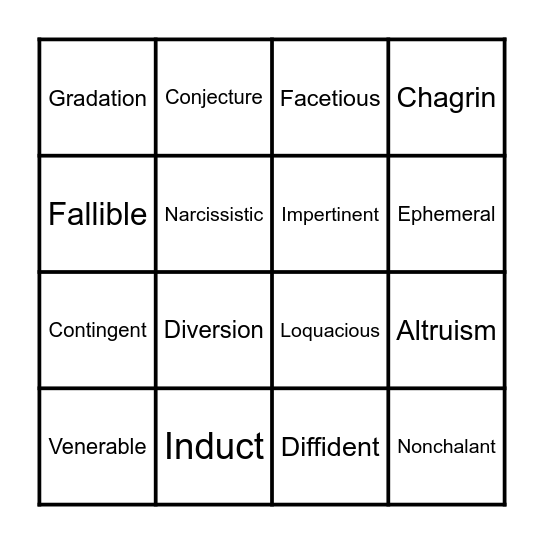 October Vocab Bingo Card