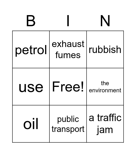 Environment Bingo Card