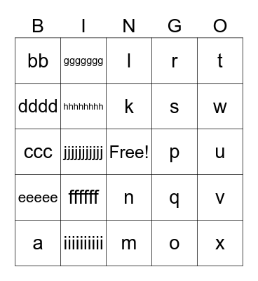 alphabet Bingo Card