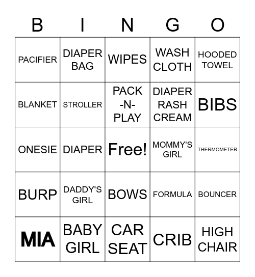 BRENDA & ANTHONY'S BABY SHOWER Bingo Card