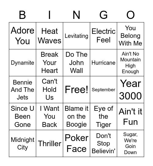 Music Bingo Round 3 Bingo Card