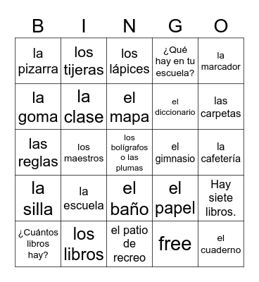 La Escuela Bingo Card