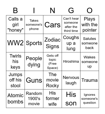 Mr Moye Bingo Card