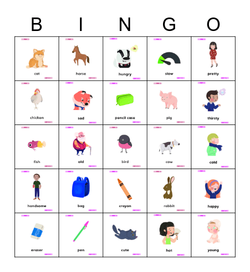 Vocabulary Bingo Card