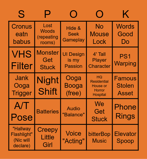 Spookymonth Bingotime Bingo Card