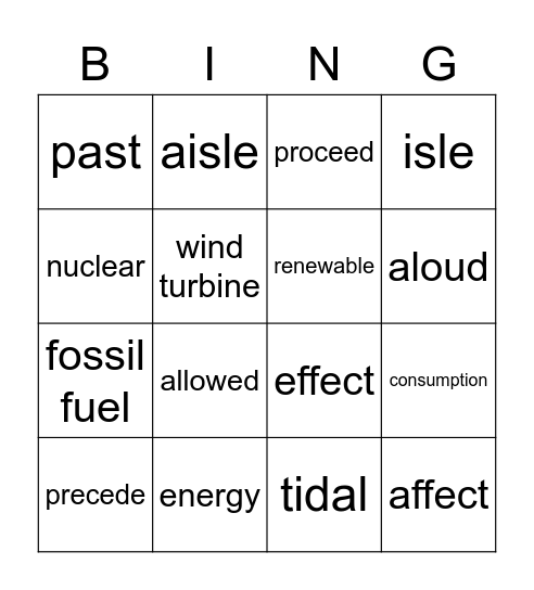 week Bingo Card