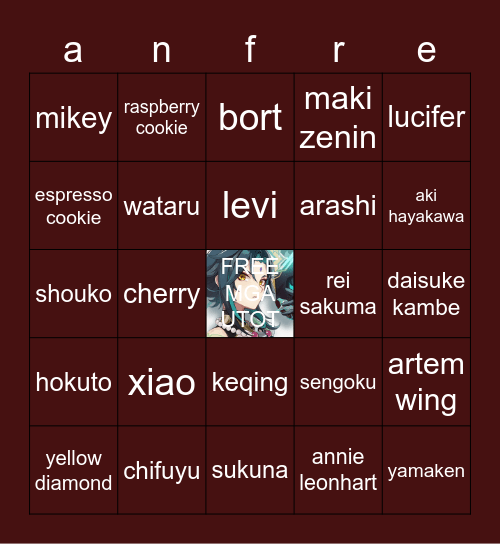 anfr Bingo Card