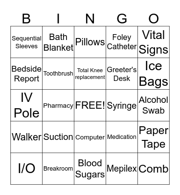 NURSE'S WEEK - BEDPAN BINGO! Bingo Card