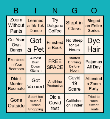 LOCKDOWN Bingo Card