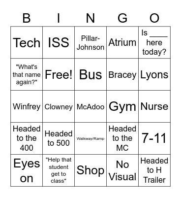 Morning Walkie Bingo Card