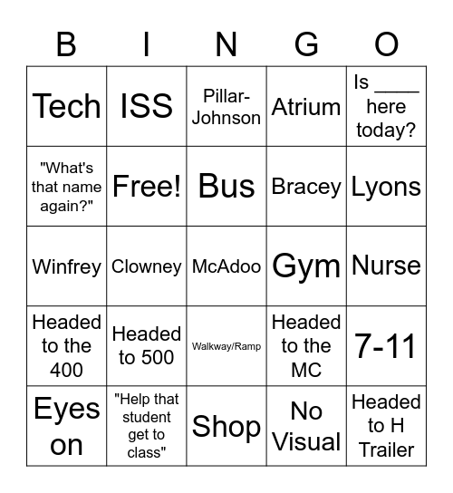 Morning Walkie Bingo Card