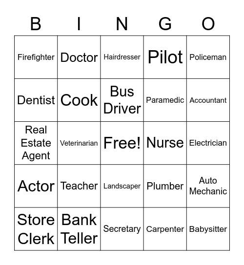 Careers (FHS) Bingo Card