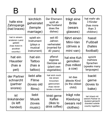 Wedding Bingo Card