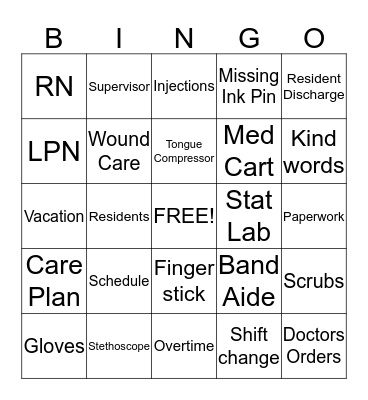 NURSE'S BINGO Card