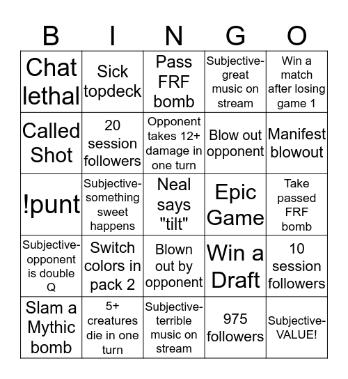 Untitled Bingo Card