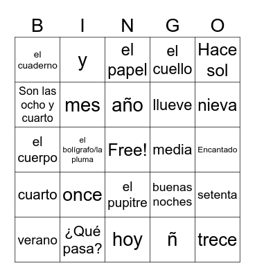 Para Empezar/1st Chapter o'fun Important Study Stuff!!!! Bingo Card