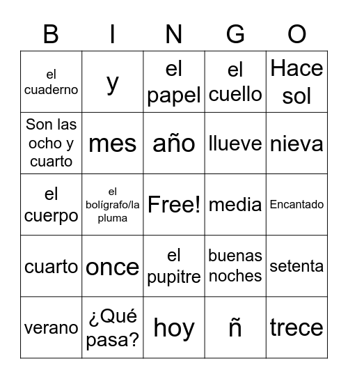 Para Empezar/1st Chapter o'fun Important Study Stuff!!!! Bingo Card