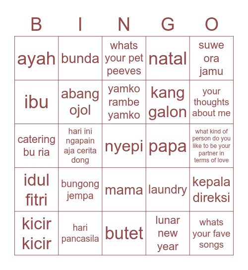 n Bingo Card