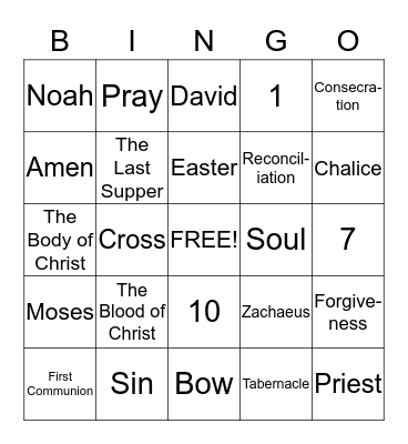 Church Bingo Card