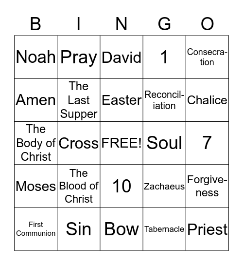 Church Bingo Card