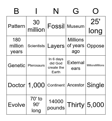Origins Bingo Card