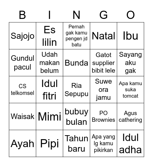 Suho Bingo Card