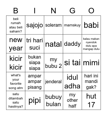Gyuri's Bingo Card